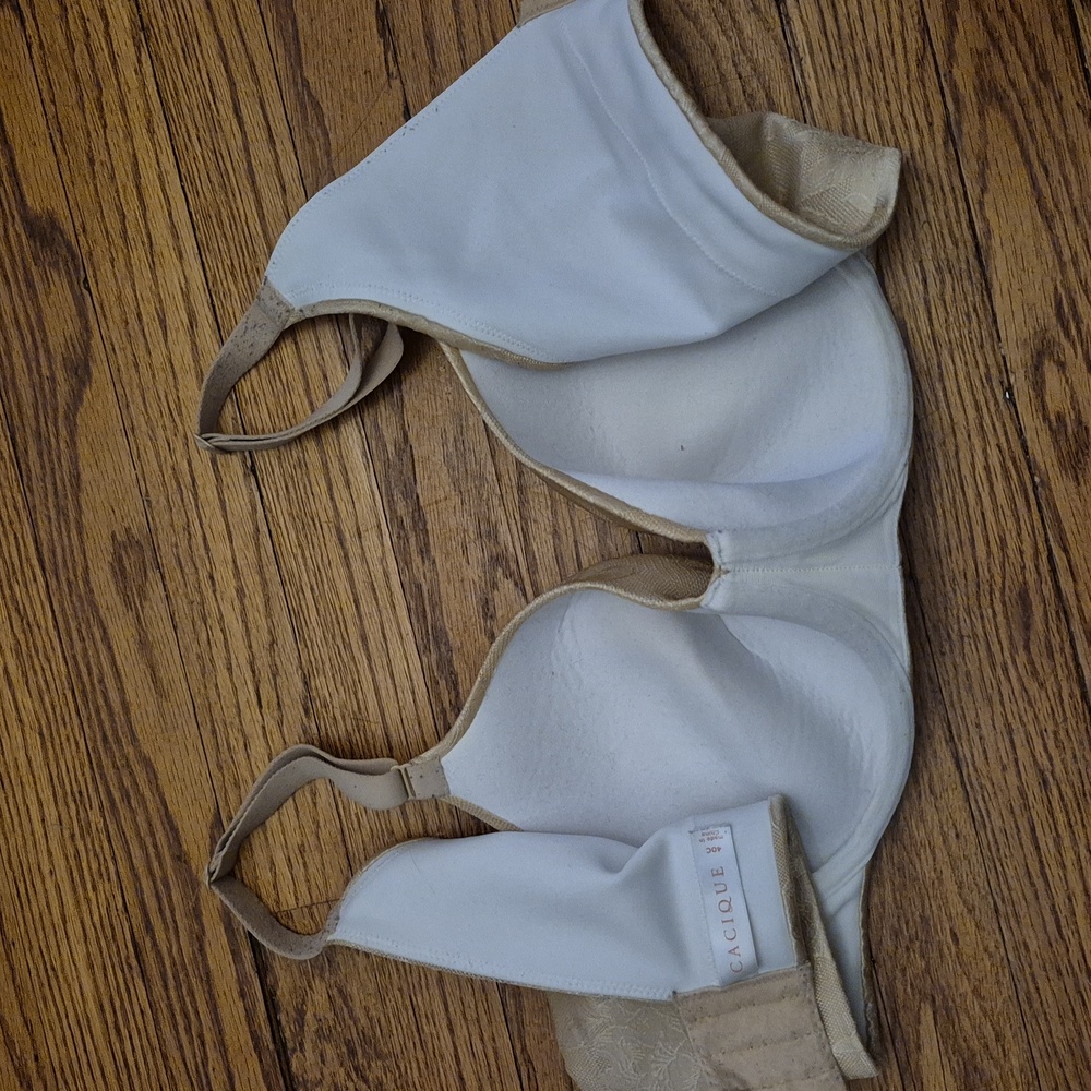 Cacique Lightly Lined Full Coverage Floral Bra Sz 40C Taupe Tan Lane Bryant Wide - Picture 4 of 8